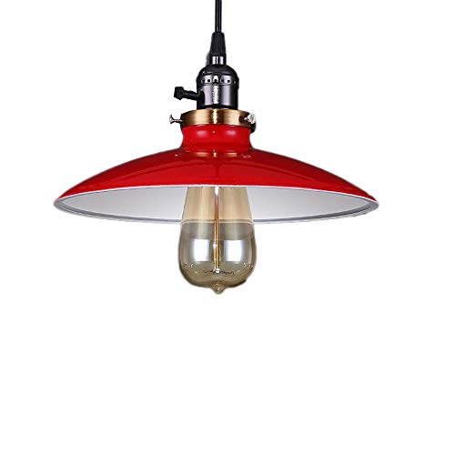 Vintage Industriel Pendentif Lumière Rétro En Fer Forgé Plafonnier Loft Edison E27 Pour Salle À Manger Restaurant Bar Campagne Contre Attique Librairie Suspendus Lustre Lampe (Color : Red)