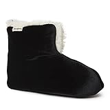 Dearfoams Women's Zoey Lounge Duvet Bootie Slipper, Black Velour, Medium