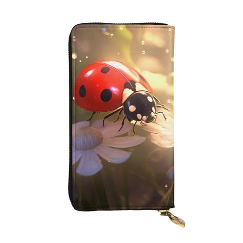 Lovely Ladybug Prints Leather Long Clutch Wallet for Fashionable Girls and Women - Durable, Stylish, and Functional, Black, One Size
