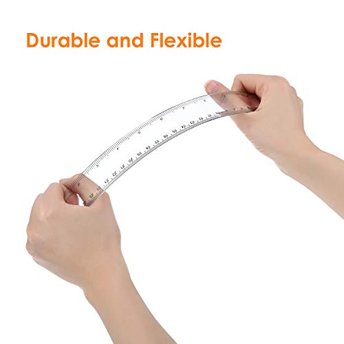 Eboot 20 Pack 12 Inch Clear Plastic Rulers Bulk, Easy-to-Read Straight Edge Rulers with Inches and Metric for Office, Back to School Supplies by EBOOT - Used condition - Image 3
