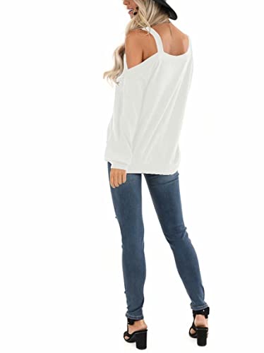 Image of Ezbelle Womens Sweaters Oversized Long Sleeve Cold Shoulder Tops Shirt Tunic Sweatshirt