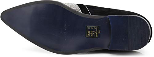 Image of Enzo Romeo Crisiano Men Rhinestone Chrome Toe Suede Pointy Dress Loafer Slip On Shoes