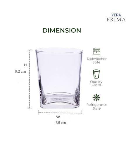 Image of Yera Prima Oak Whisky /Scotch /Water Glasses- 295 ml Each -Set of 6 pcs Tumblers Lead-Free Whiskey Glasses for Scotch Bourbon Cognac Brandy Cocktail Whiskey