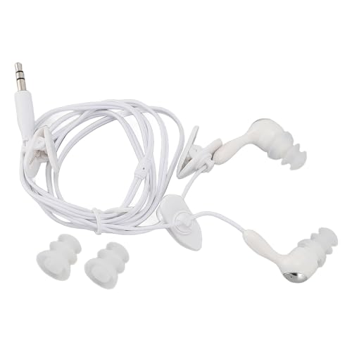 Omquot Auriculares impermeables de 3,5 mm con cable y sonido de alta calidad para nadar, surf, correr, esquiar, 2 tapones de repuesto incluidos