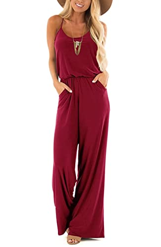 Lacozy Womens Romper Casual Summer V Neck Sleeveless Racerback Tank Tops Short Jumpsuit Rompers Burgundy Small #TOP14