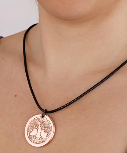 DEMMEX Tree of Life Pendant Necklace, 2.5mm Thick, 1.5 Inch Diameter, Unisex, Handmade in Turkey, Pure Copper - Polish with Sea Salt Lemon Mix3