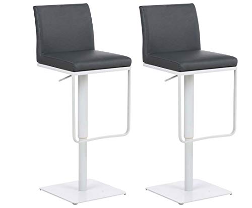 CLP Lot De 2 Tabourets De Bar Panama en Similicuir I Chaises Hautes De Bistrot Dossier Et Repose-Pied I Hauteur réglable Et Pivotantes, Couleur:Gris, Couleur du...