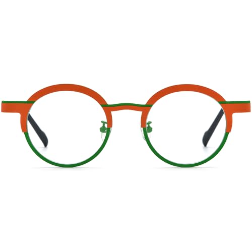 Image of FONEX Colorful Pure Titanium Glasses Frame Women Retro Round Eyeglasses