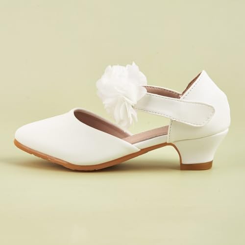 Girls Low Heels Dress Shoes Flower Leather Mary Jane Sandals Princess Wedding Party Pump3