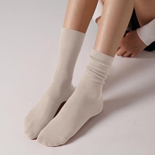 Image of ANDERE ARTE Womens Viscose Bamboo Crew Socks Casual Calf Dress Socks Soft Above Ankle Sock 3-5 Pairs