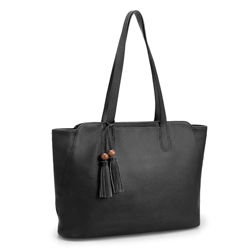 Image of befen Genuine Leather Tote Bag for Women Work, Women's Tote Handbags Shoulder Satchel Purse with Compartments and Tassel