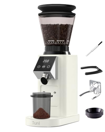 Tuni G1 Conical Burr Coffee Grinder, 48 Grind Settings, Ivory