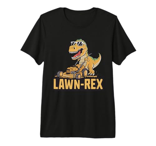Funny Lawn-Rex Lawn Mower Gardening Dinosaur Premium Tri-blend T-Shirt
