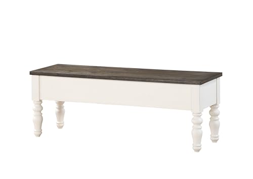 Steve Silver Joanna Storage Bench Dining, Two-Tone Ivory and Charcoal,