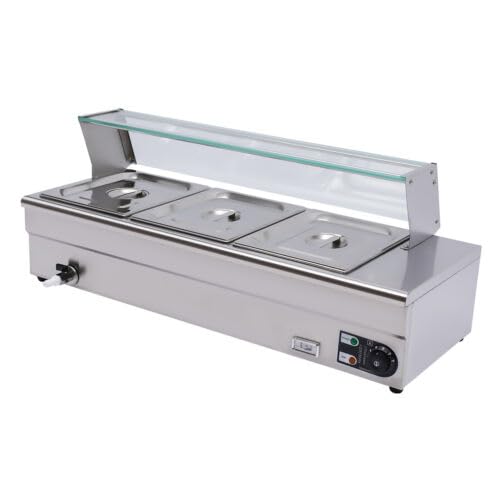 Konfiur 1200W 201 Edelstahl Buffetwärmer, 3 X 6L Elektrischer Speisenwärmer 106 * 49 * 28cm Buffetbehälter Isolationsbereich: 30-80°C, für Buffet, Partys, Hochzeiten – Bild 7
