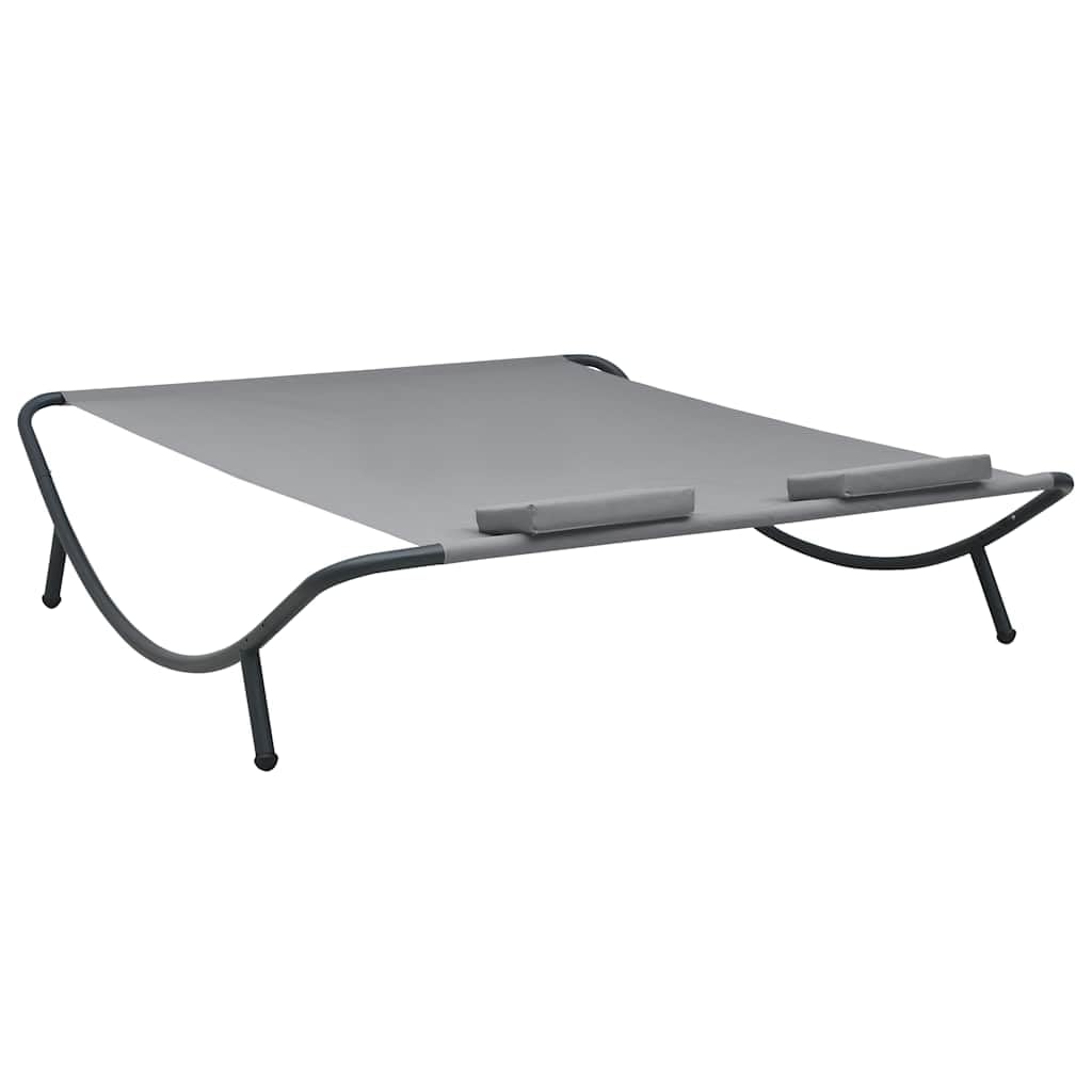 Lettino prendisole in tessuto antracite con struttura in acciaio verniciato a polvere, 200 x 173 x 45 cm, con 2 federe lavabili, regolabile, per giardino, terrazza, balcone