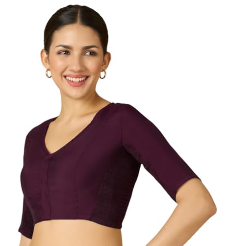 Image of Studio Shringaar Women's Cotton Stretchable (Smocked) Readymade Saree Blouse with Underarm Sweat Pads (Pack of 14 Pads)