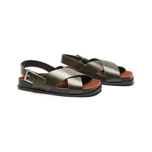 Image of C.Paravano Women Sandals | Women's Slide Sandals | Comfortable Dressy Flat Sandals | Sandals with Arch Support | Adjustable Buckle Slip On