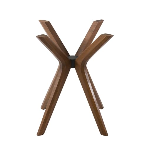 FURNIREM Mid Century Solid Beech Wood Modern Dining Table Base Only, Pedestal Table Bases, Wooden Legs for Kitchen Tables, Glass Top Wood Top Assembly Tools (Glass Tabletop Anti-Slip Pads, Walnut)