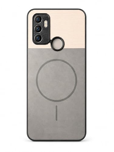 Image of Bintage Mac Safe Design Hard Slim Back Case | Soft Border Camera Protect | Dual PU Leather Finish Back Cover Compatible for Oppo A53 2020 - White & Grey