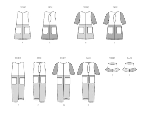 Butterick B6937CCE Children's and Girls' Dress, Romper and Hat in Sizes S-M-L CCE(3-4-5-6), multicoloured, 3, 4, 5, 6 - Image 3