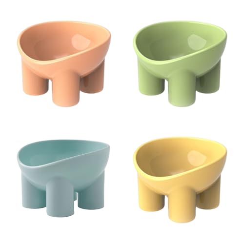 Cuencos para gatos | para gatos con patas de elefante para comida de 4 piezas - Snack antideslizante inclinado Comedero para perros elevado para mascotas que mejora la digestión