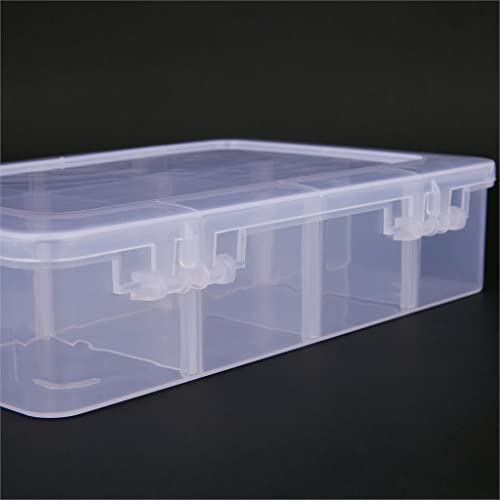 Image of 2 Pcs 8 Grids Clear Organizer Box Plastic Storage Container with Adjustable Dividers for Electronics Jewelry Beads Art DIY Crafts Fishing Small Parts