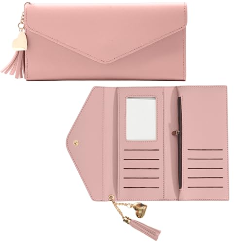 Image of Kraptick Women's Wallet -Stylish and Compact Purse Clutch Wallet for Women, Stylish Card Coin Holder, Debit Card Holder, Money Organizer and Travel Wallet with 13 Slots (Pink)