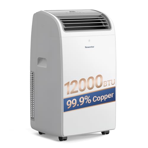 Newentor 12000 BTU Portable Air Conditioner Air Conditioning Unit with 5-in-1 Cooling & Fan & Dehumidifier & Sleep & AI Mode 24H Timer Remote Control