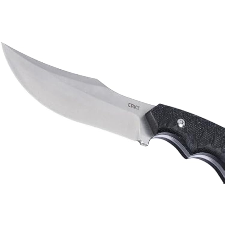 CRKT Burrower Everyday Carry Fixed Blade Knife with Sheath: D2 Steel Plain Edge Blade, Black & Gray Micarta Handle, 3610