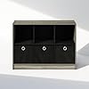 Furinno Cubic Closet Organizers and Storage, 6-Cube Closet Organizer with Bins, Open Shelf Storage, for Wardrobe, Bedroom, Living Room, French Oak/Black