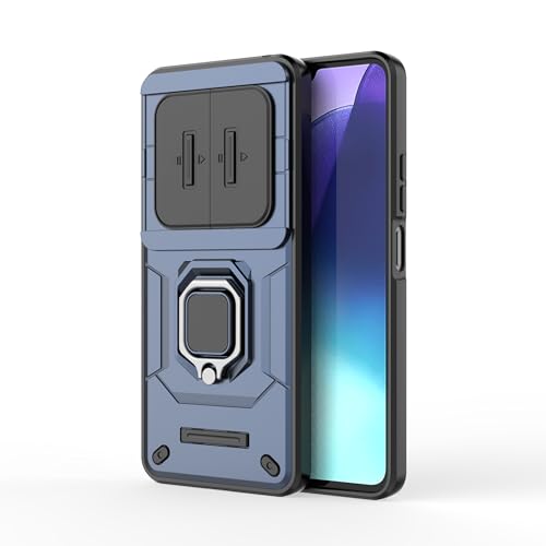 Image of Thermoplastic Polyurethane Camshield Pro Case With Slide Camera Protection And Ring Stand Bumper Back Case Cover For Redmi 14C / Redmi A4 / Poco C75 (Blue)