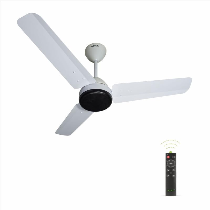 OCECO Ecos Ceiling Fan - 900mm White BLDC Motor Ceiling Fan for Home with Remote BEE 5 Star Rated 65% Energy Saving Fan Backed by a Reliable 2-Year Warranty