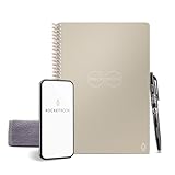 Rocketbook Core Reusable Spiral Notebook, Executive Size 6x8.8, Beige - Dotted Pages, App-Connected, Erasable, Durable Cover, Ideal for School, Work, and Creative Projects