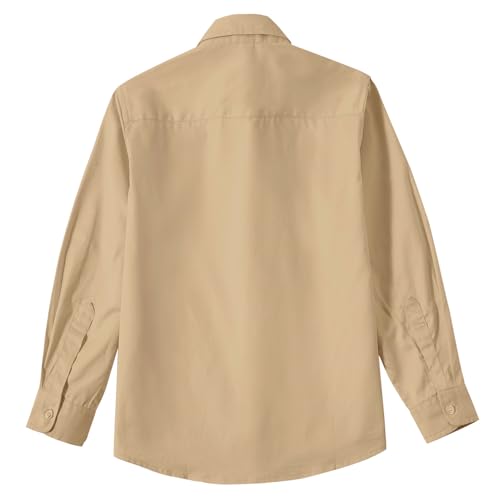 Image of Boys' Button Down Dress Shirts Kids Long Sleeve Solid Collared Uniform Shirt for Toddler Boy (Size 2T-20)