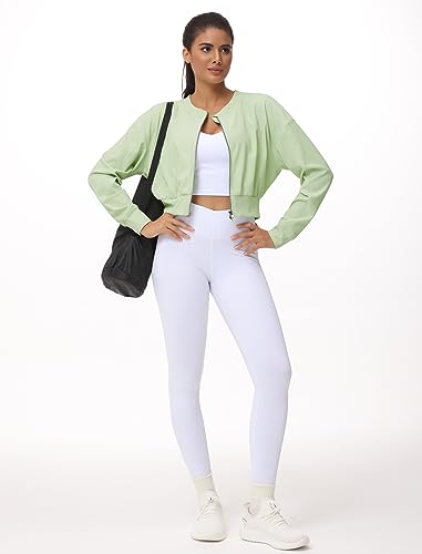 THE GYM PEOPLE Women's Cropped Jackets Full Zip Long Sleeve Ribbed Workout Sweatshirts Lightweight Casual Tops2