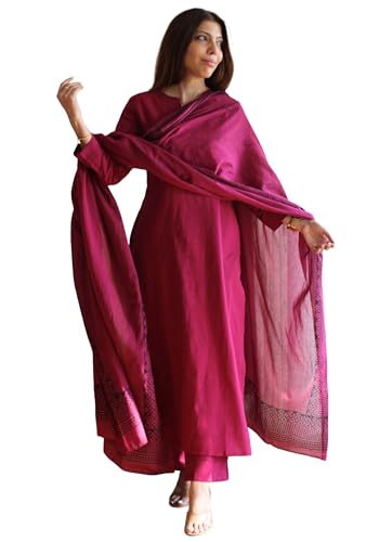 Image of GoSriKi Women's Poly Straight Solid Kurta with Narrow Pant & Dupatta | Elegant Ethnic Kurta Set for Women | 3 Piece Traditional Outfit | Comfortable Regular Fit | Full Length Kurta Set