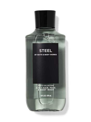 BATH AND BODY WORKS GIFT SET STEEL FOR MEN - Body Lotion - Body Wash & Body Cream - FULL SIZE