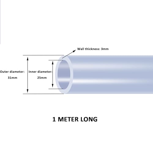 COYOUCO Food Grade Silicone Hose High Temperature Resistant Silicone Hose 1 Meter Long Silicone Tubing (3.28 Feet) Suitable for Liquid Transfer,25mm*31mm