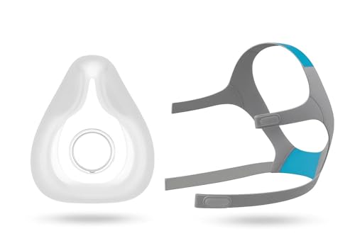 RESPURE Ersatzkissen und Kopfbedeckung für ResMed AirFit F20 – Weiche Silikondichtung, verstellbare Kopfbedeckungsbänder – Kompatibel mit ResMed F20 Vollgesichts-CPAP-Maske (mittel oder groß) (mittel)