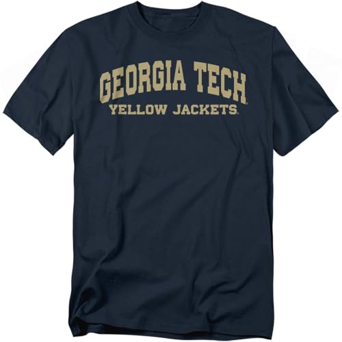 Georgia Tech Block University Font Unisex Adult T Shirt Navy Large