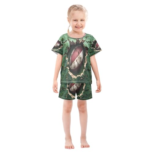 ALAZA Broken Rugby American Football Pajamas Set Short Sleeve Cotton Sleepwear Summer Pjs 2 Piece 5-14Y3