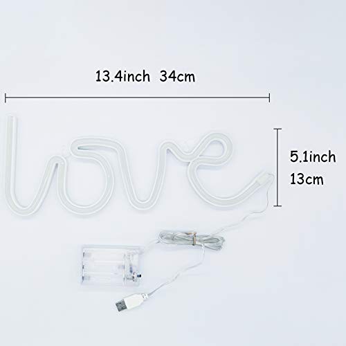 YIVIYAR LOVE Neon Sign LED Neon Lights with 4 Hooks, Pink LOVE Neon Light Sign for Wall Decor Battery/USB Operated LED Sign for Bedroom Neon Night Light Pink Decor for Living Room,Wedding,Party(LOVE)