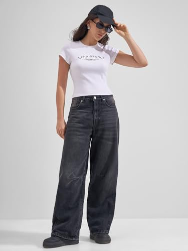 Image of Tokyo Talkies Women Pure Cotton Tops for Woman|Regular Fit Slim fit Crop Tops for Women Western|Top Tshirt for Women Stylish Western|Suitable for Casual and Workwear