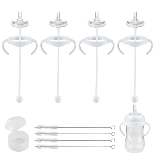 Straw Cup Conversion Kit for Philips Avent Natural Baby Bottles Weighted Straw Sippy Cup Transition Kit with Soft Nipple and Handles for Toddler 4-Pack 8M+