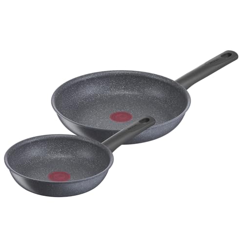 Tefal Natural On - Juego 2 sartenes 20 y 26 cm con revestimiento mineral muy resistente, Thermo-Signal, Thermo-Fusion, forma profunda, apto todo tipo de cocinas, inducción, apto para horno, sin PFOA