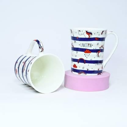 Image of U.P.C. Ceramic Coffee Mug Set of 2, Ceramic Cups for Tea, Coffee & Hot Beverages, Premium Kitchen Drinkware, Microwave & Dishwasher Safe Mugs, Home Office Cafe Use (Blue L Unicorn)