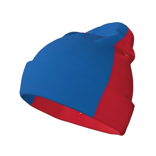 LNNIUK Gorro de invierno con estampado de bandera de Mongolia para hombres y mujeres, sombreros de punto con puños, regalo de Navidad, color negro, Negro -, talla única