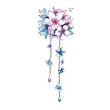Tatouages ​​temporaires colorés et frais, style ancien, motif floral, chaîne de cheville, pompon, imperméable, pour femme