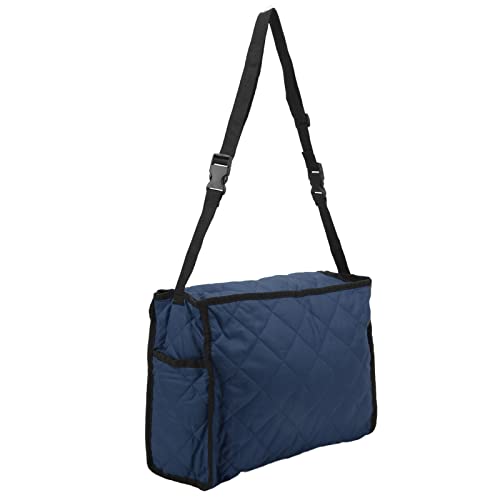 Borsa per sedia a rotelle da appendere in cotone trapuntato impermeabile con sedie a accessori per scooter grande capacità e design a strato intermedio blu navy